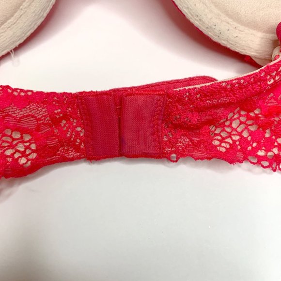 VICTORIAS SECRET Pink Lace Padded Underwire Very Sexy Push-Up Bra Sz 34B - Picture 4 of 8